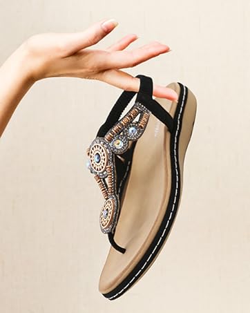 Sandals Womens Ladies Flip Flops Summer Flat Leather Sandal Toe Post