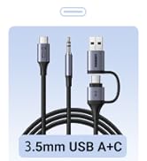 UGREEN USB C to 3.5mm Audio Adapter 3 in 1 PD 60W Charger and Headphone Splitter USB C to Aux Dua...