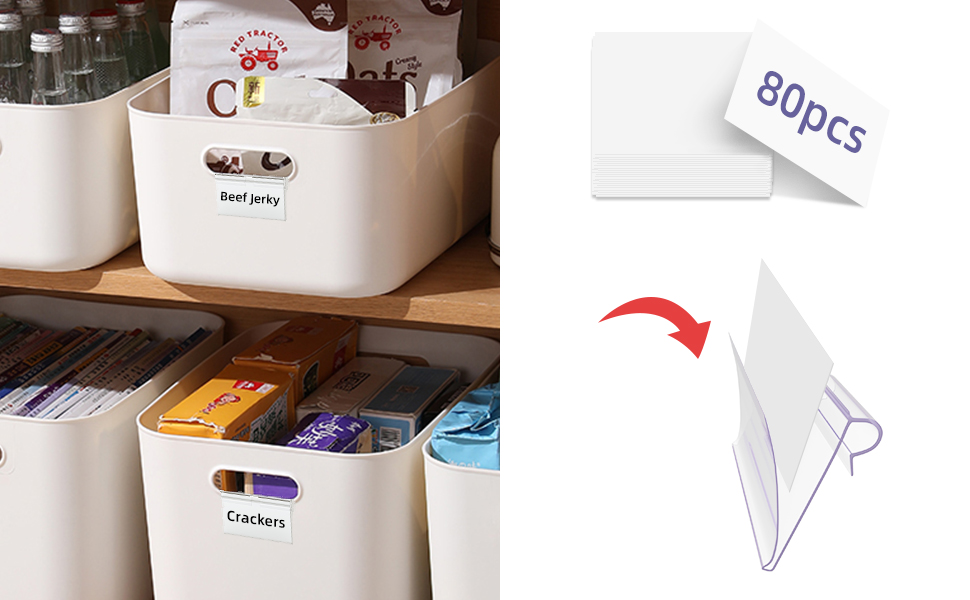 Storage Bin Labels Clip On,60PCS Clear Plastic Bin Labels