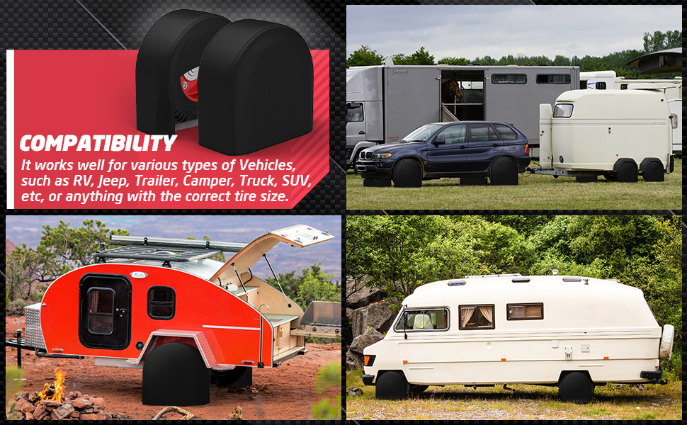 KMusculo RV Tire Covers 4Pack, Waterproof Wheel Covers for RV Wheel