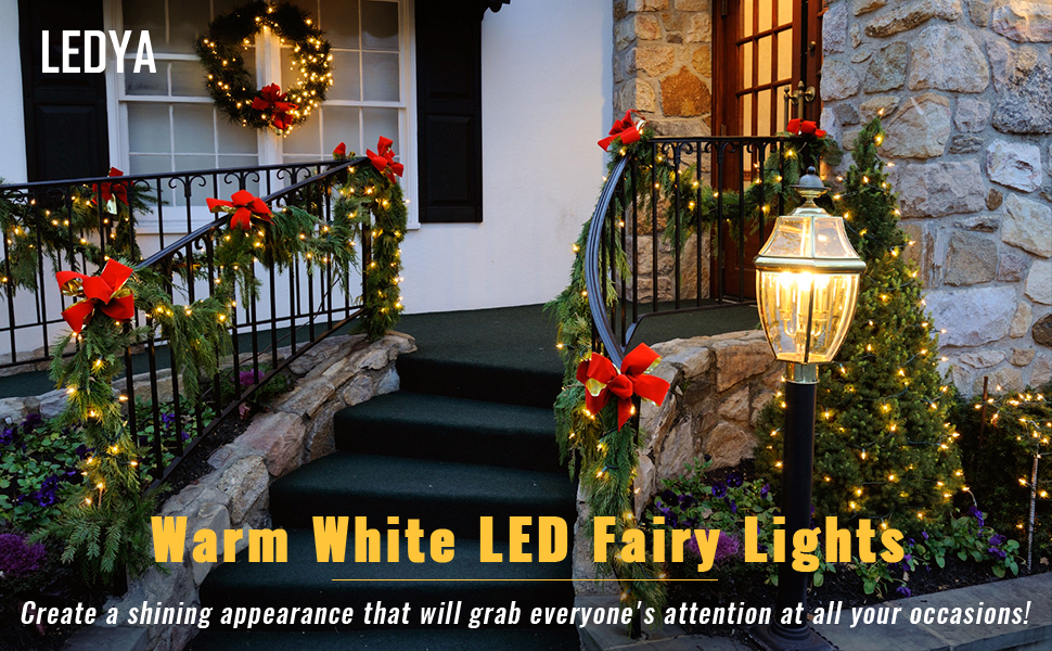 LEDYA Fairy Lights Plug in, 30M/98FT 300 LED Warm White String Lights