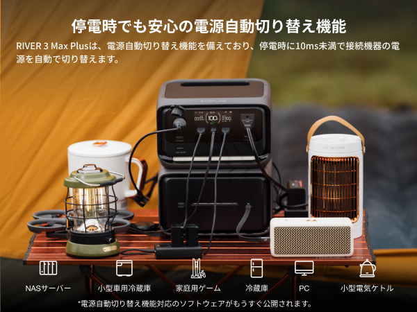 Amazon.co.jp: EcoFlow RIVER 3 Max Plus ポータブル電源 858Wh