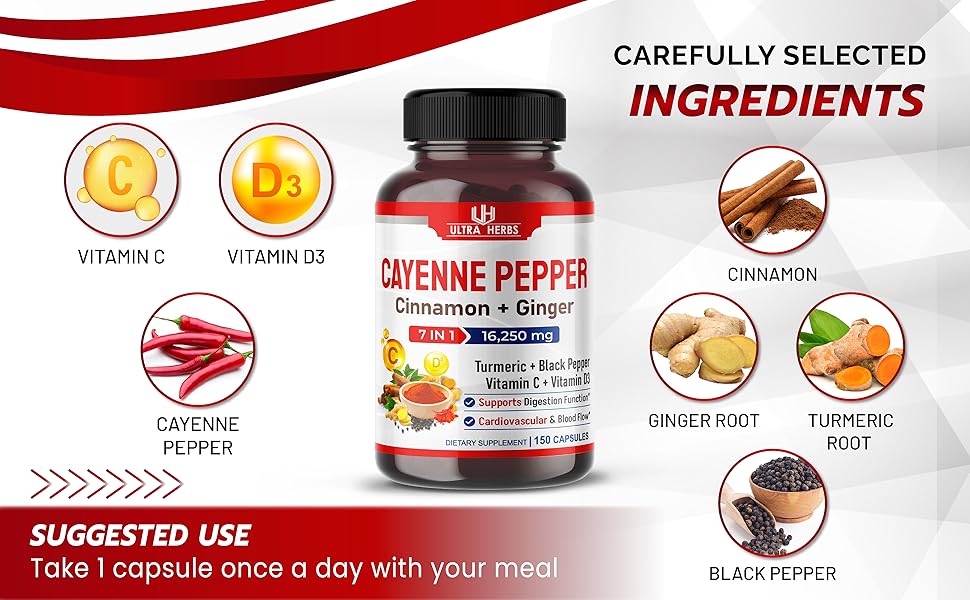 What Is The Best Cayenne Pepper Supplement To Take Amazon.com: Cayenne Pepper 7 IN 1 - 16,250mg - with Ginger, Turmeric