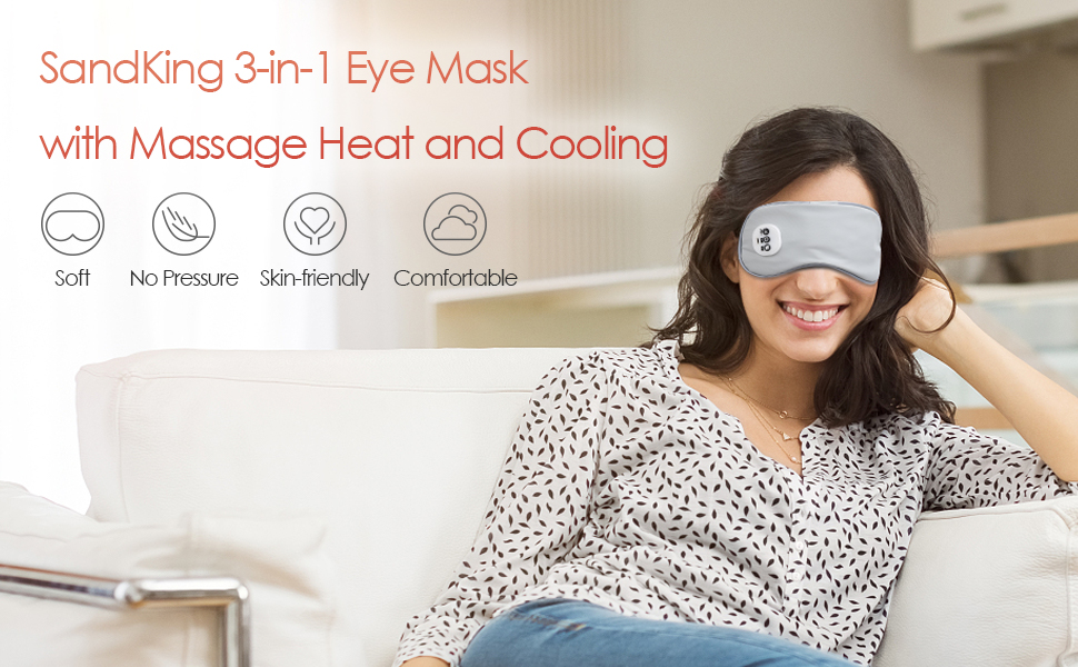 SandKing Cordless Heated Eye Massager with Cooling Eye Pad