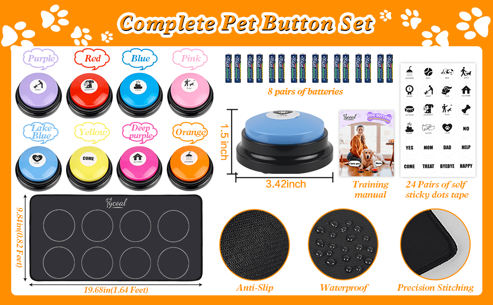 8pcs Dog Talking Button Set, Dog Buttons for Communication