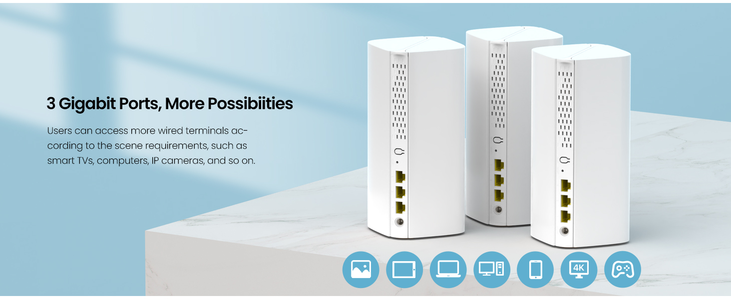Tenda Nova MX12 AX3000 Mesh Wi-Fi 6 System - 7000sq ft Coverage - 1.7 GHz Quad-Core CPU - HE160 - Dual-Band Gigabit Whole Home Mesh Network for 160+ Devices - 3-Pack 3 Gigabit Ports, More Possibilities