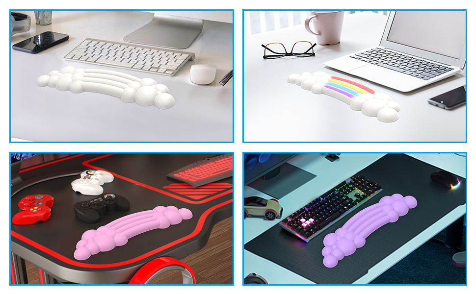 Cloud Wrist Rest Keyboard, Rainbow Cloud Palm Rest