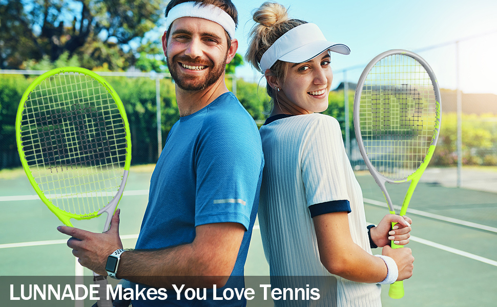 LUNNADE Adults Tennis Racket 27 Inch, Shockproof Carbon Fiber Tennis