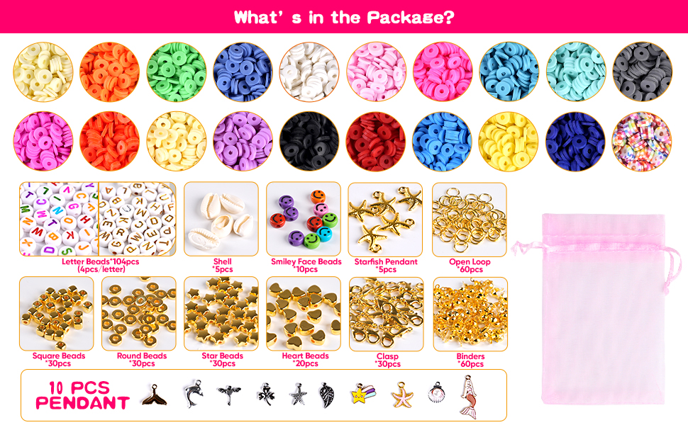 Zeonly Clay Beads Kit, 5400Pcs Bracelet Making Kit 20 Color Clay Beads