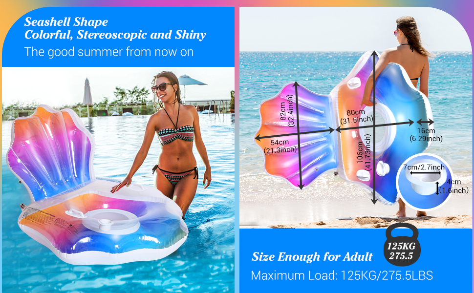 MoKo Inflatable Pool Chair, Clamshell Adult Pool Float Pool Lounger