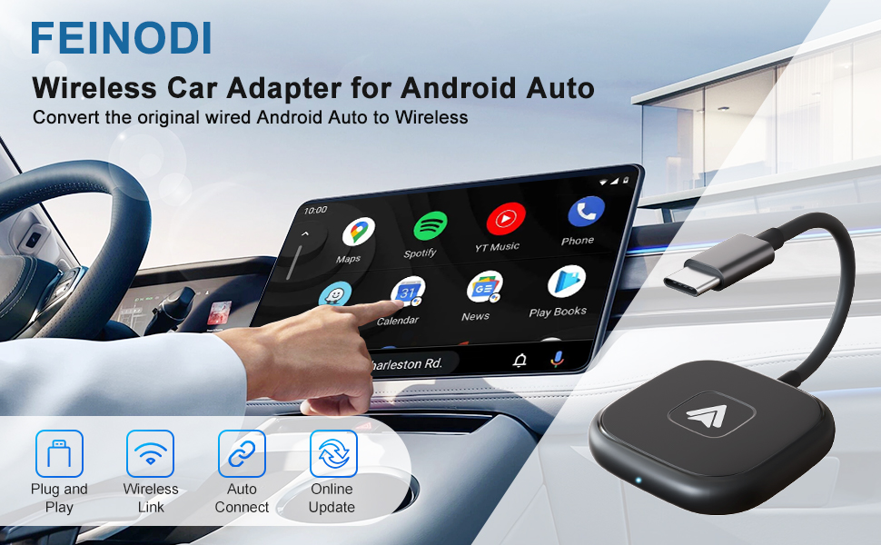 Android Auto Wireless Adapter, Wireless Android Auto Dongle, Android