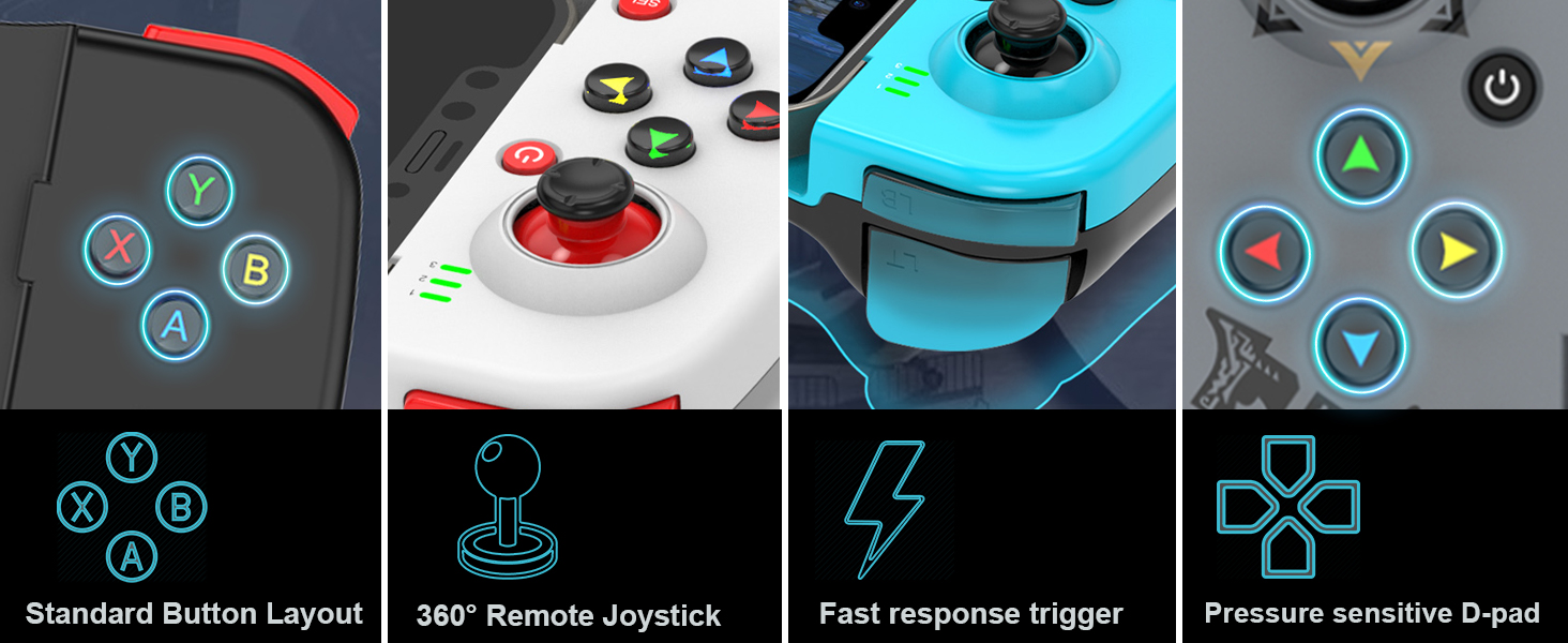 Phone Game Controller for iPhone, MFi Wireless Mobile Gamepad Bluetooth