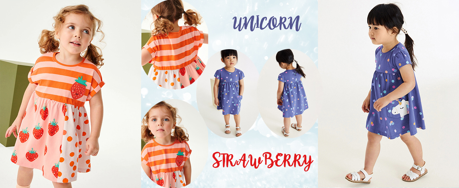 Little girls summer dress cartoon print dress spring dress for toddler