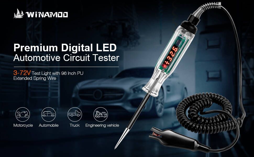 WINAMOO Upgraded 372V Digital Automotive LED Circuit Tester, DC
