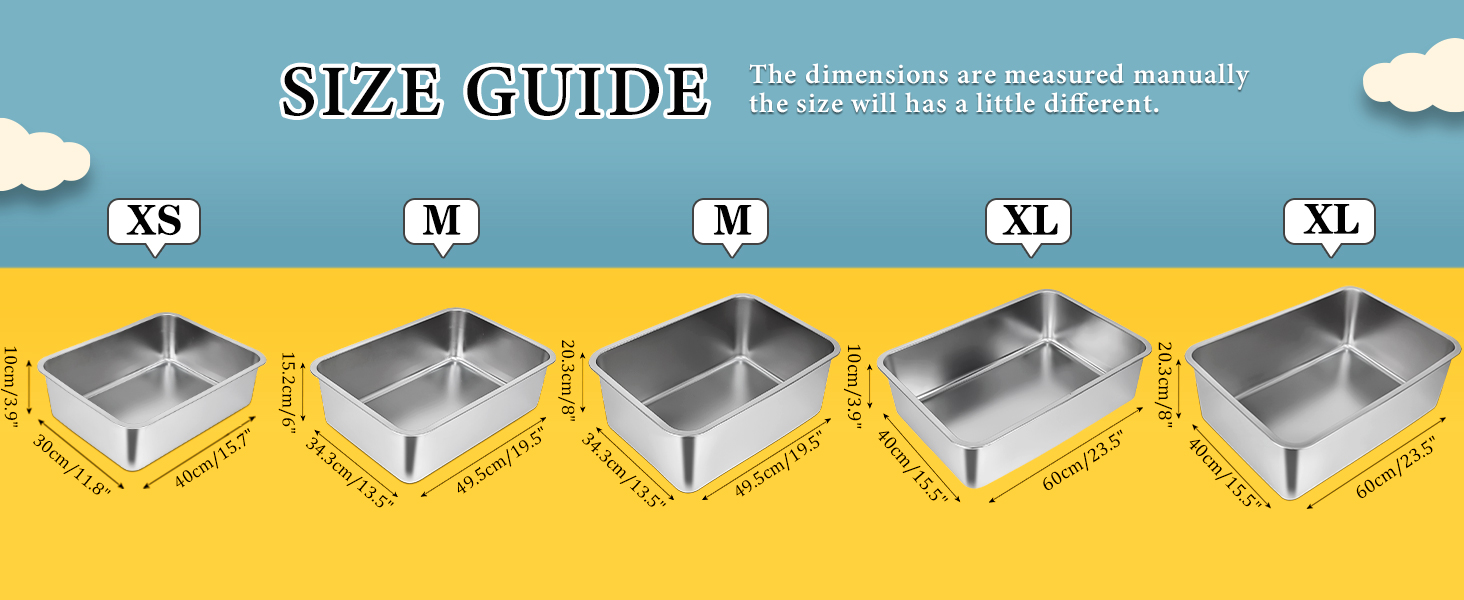 LIHONG Stainless Steel Cat Litter Box,Large Metal Litter