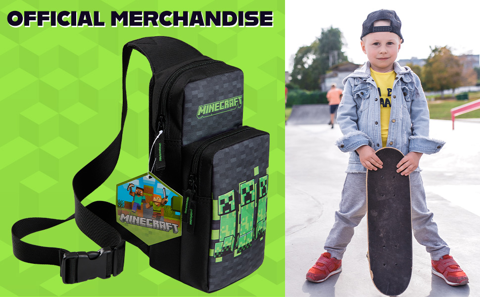 Minecraft Boys Crossbody Bag with Adjustable Strap