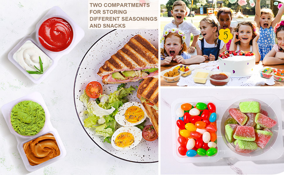 Double Compartment Condiment Container With Lis