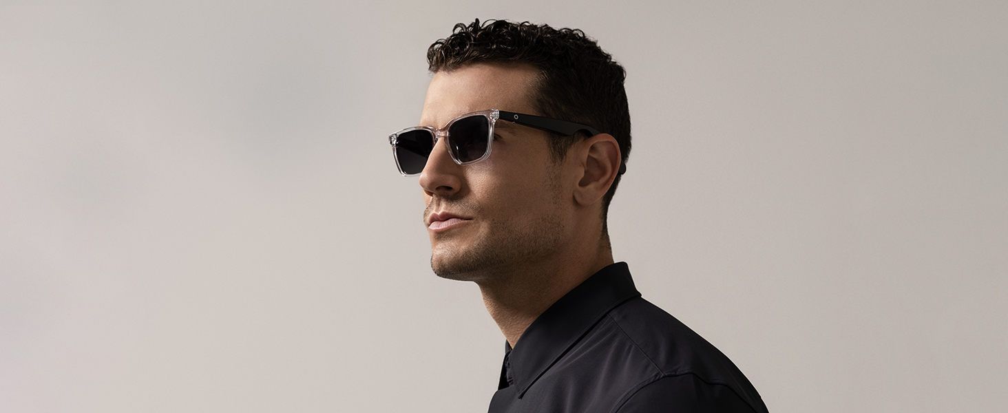 Lucyd Smart Sunglasses | Eclipse Model | Bluetooth Audio Glasses - Men & Women | Open Ear Noise Canceling Wireless Mics |4 Speakers | Voice Assistants Compatible | Narrow Size 21 Lucyd Lyte Eclipse Bluetooth Audio Sunglasses Unisex