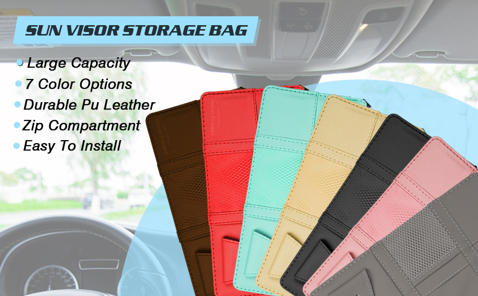 Car Sun Visor Organizer Leather Pocket Organizer Sunglass