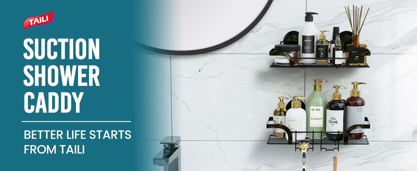 TAILI Shower Caddy Suction Cup 2 Pack Shower Storage