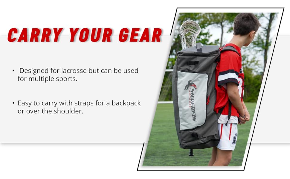 Silverfin Lacrosse Bag With 2 Stick Holders & Multi Pockets for All of Your
