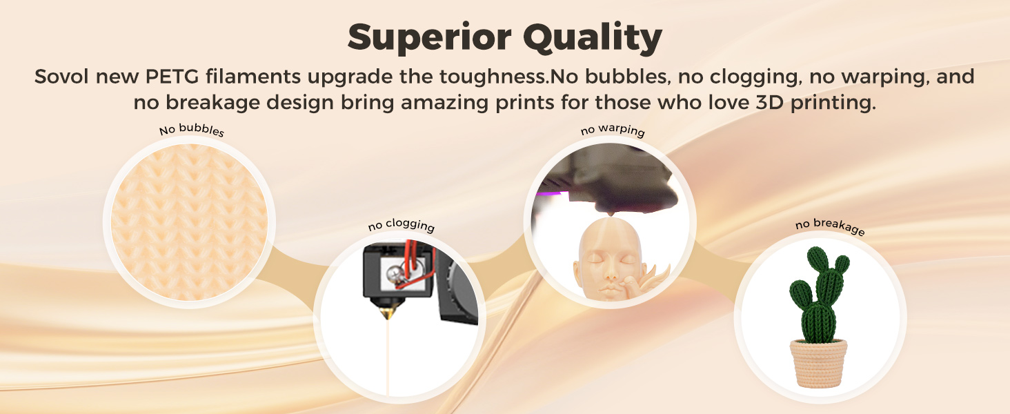 Sovol 3D Printer PETG Filament 1.75mm 1KG (2.2lbs), High Precision, Strong Toughness, Wiring Tightness, Dimensional Accuracy +/- 0.03 mm, 3D Printing PETG Filaments, Skin 19 4