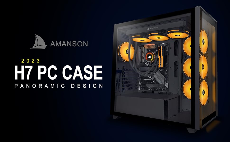 AMANSON PC CASE MidTower EATX Gaming Case Tempered Glass Mesh