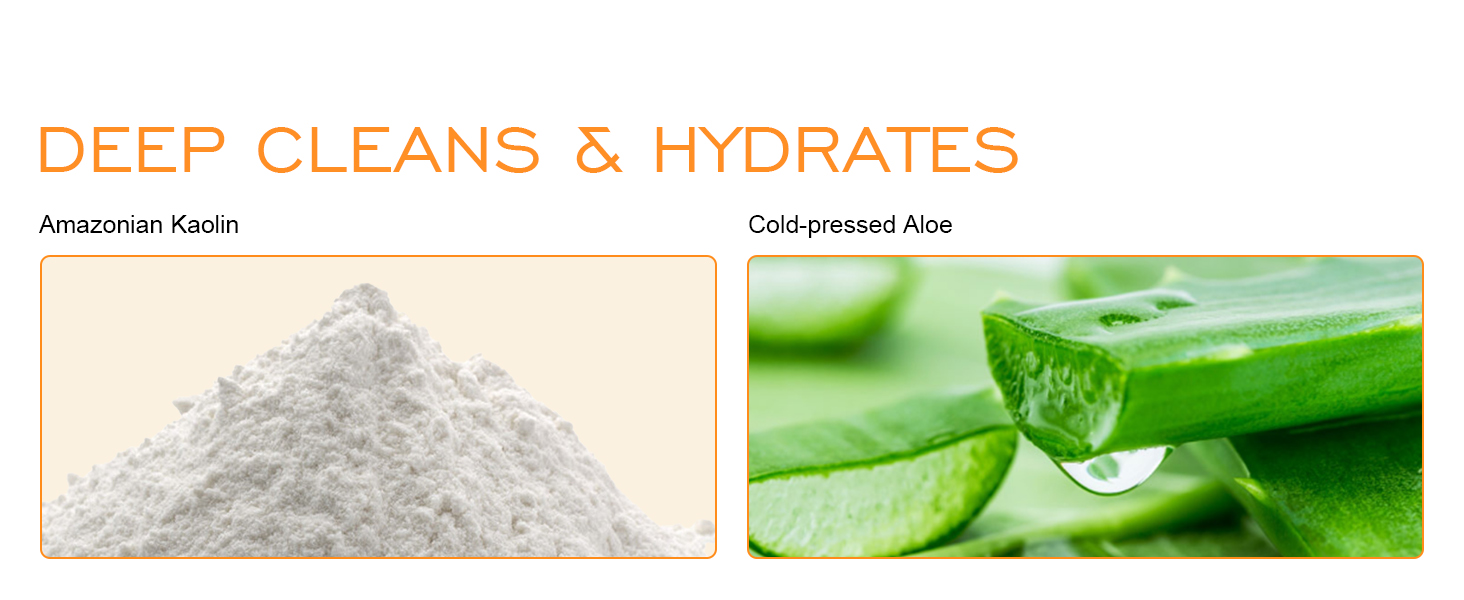 DEEP CLEANS & amp; HIDRATES AMAZONIAN KAOLIN A FOST PRESAT ALOE