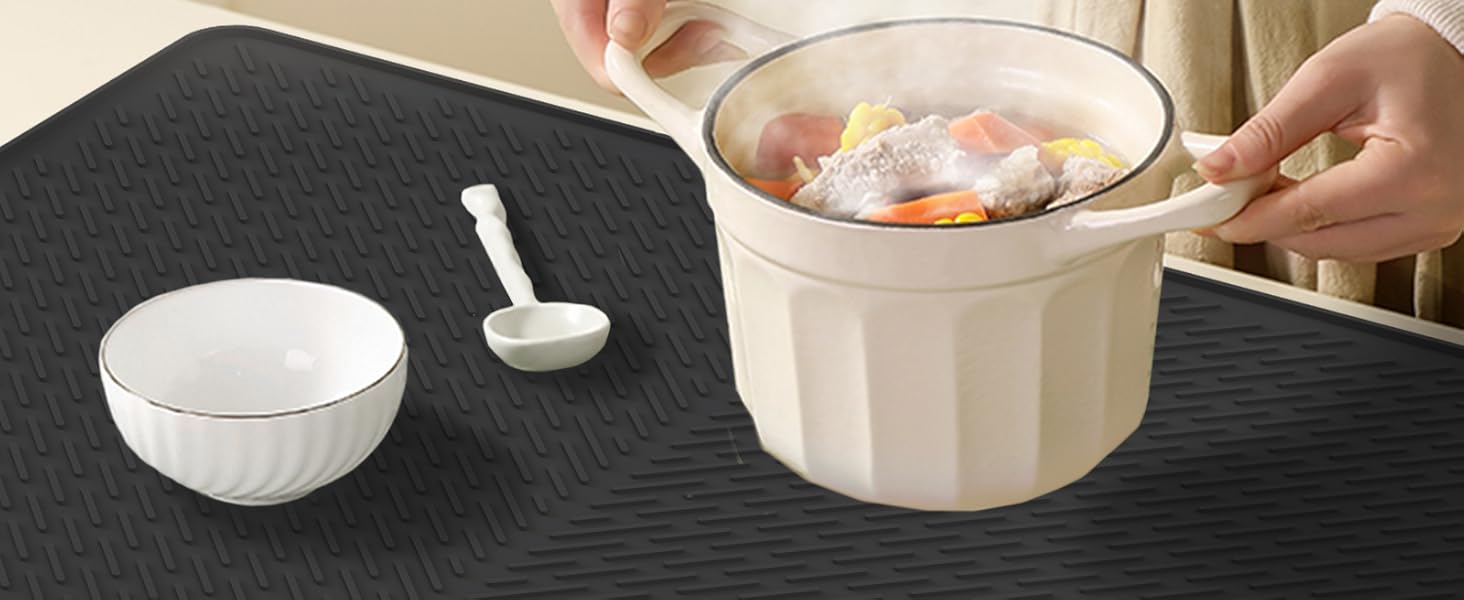 Silicone Dish Drying Mat for Kitchen Counter, 28"x20" Heat