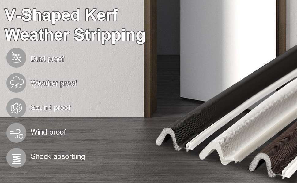 236.2inch/6m VShaped Weatherstrip, Kerf Weather Stripping for Doors