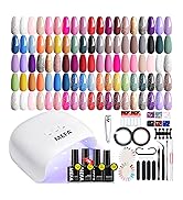 MEFA 56 Pcs Gel Nail Polish Kit with U V Light