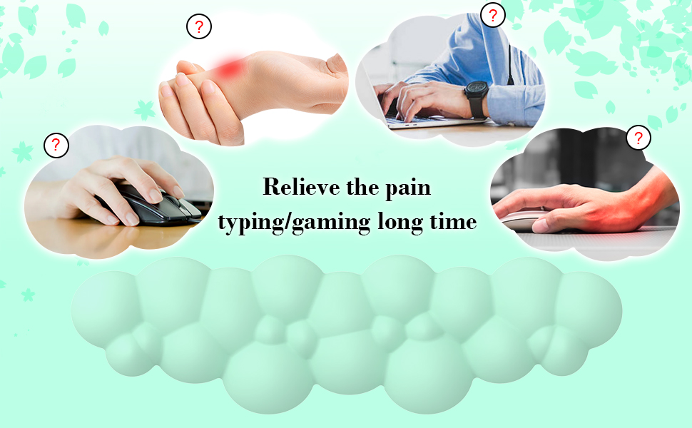 Attack Shark Light Green Cloud Soft Comfortable Keyboard Wrist Rest,AntiSkid Ergonomic Wrist