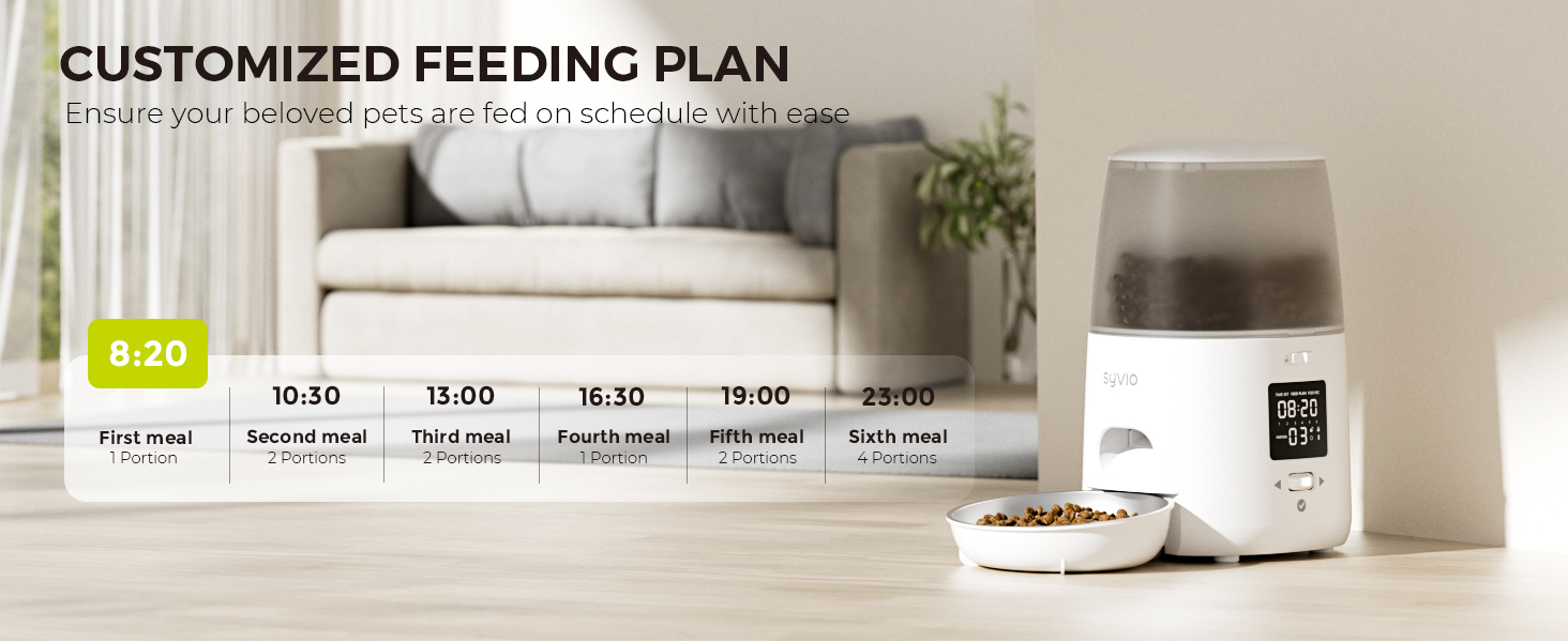 Syvio Automatic Cat Feeder White, Automatic Cat Food