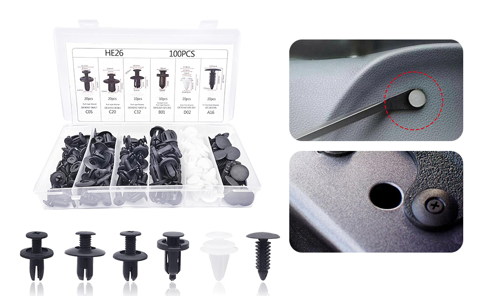 Peslogy 100pcs Plastic Car Body Trim Clips Universal Auto Rivet