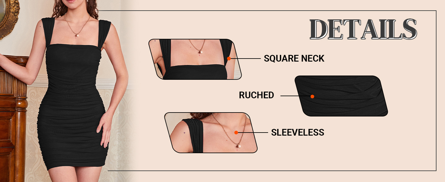 sleeveless square neck short dress