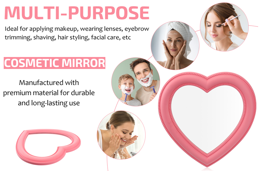 SEWACC Heart Makeup Mirror Cosmetic Mirror Heart Shaped Mirror Tabletop