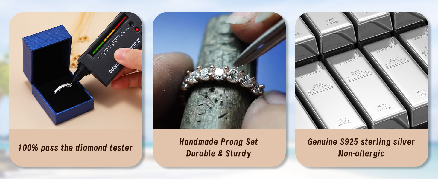 Ladylike Moissanite Wedding Band for Women 925 Sterling