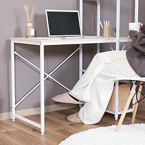 Amazon.co.jp: 不二貿易 ラック付きデスク 左右付け替え可能棚