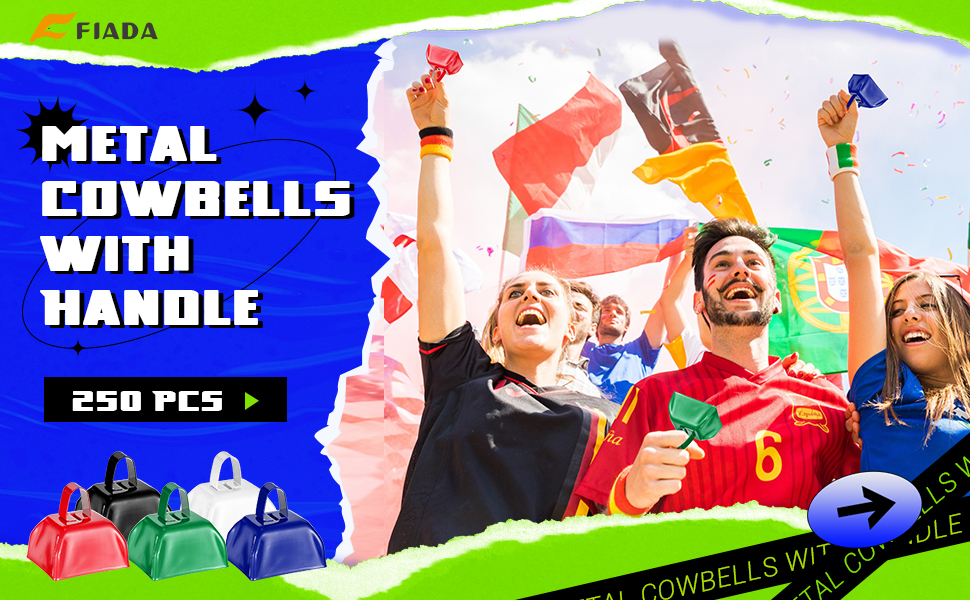 Fiada 250 Pcs Metal Cowbells with Handle Bulk Loud Call
