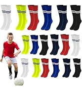 18 Pairs Kids Soccer Socks, Knee High Tube Football Socks, Sport Football Athletic Team Socks for...