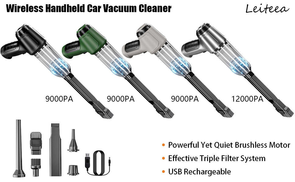 Leiteea Wireless Handheld Car Vacuum Cleaner, 9000PA