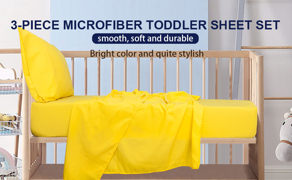 NTBAY 3Piece Microfiber Toddler Sheet Set, Solid Crib