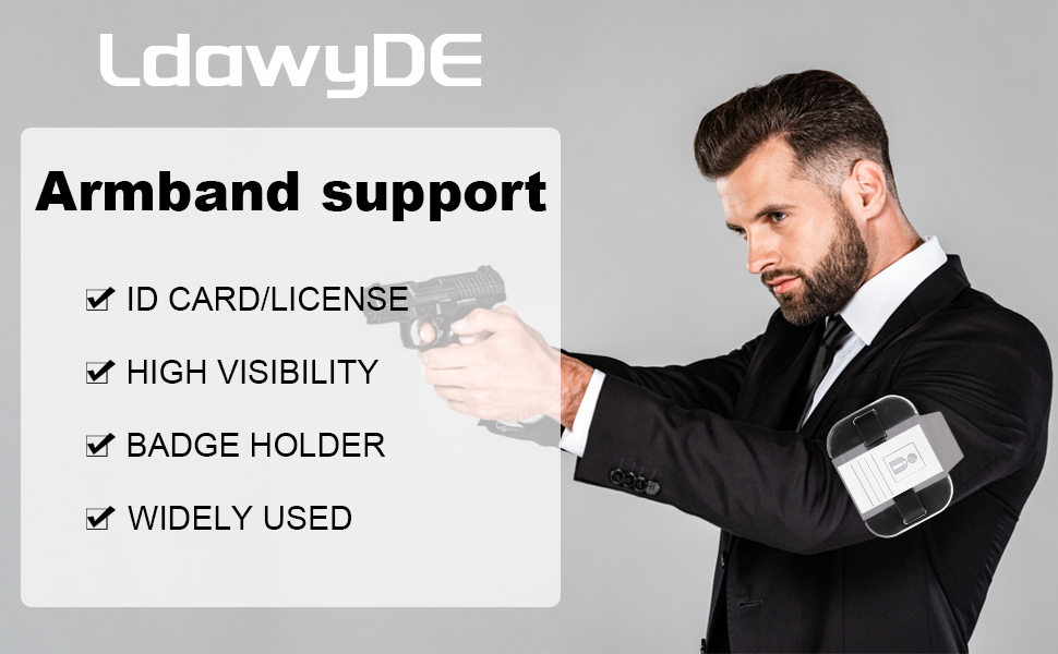 LdawyDE Sia Badge Holder Armband, 2 Pc Arm Badge Holder Black Armband