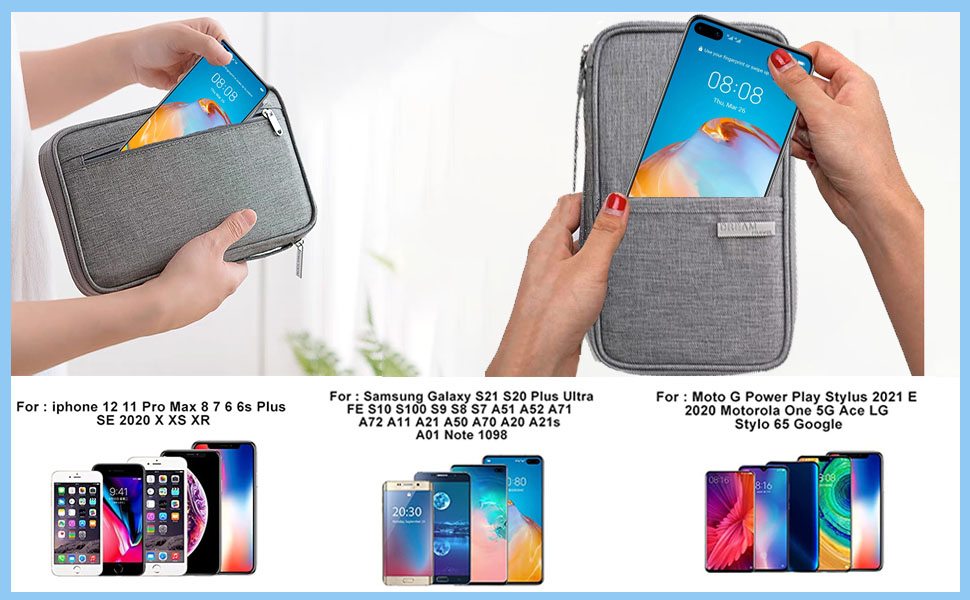 Passport Holder compatible for all size mobile phone up to 6.5 inch