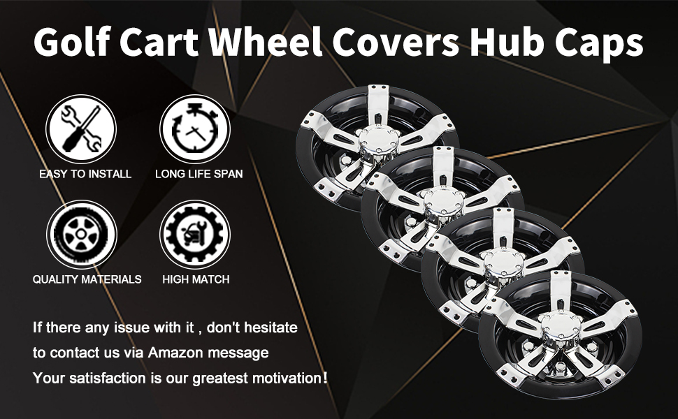 8 inch Wheel Covers Hub Caps Chrome and Black 4 Pcs