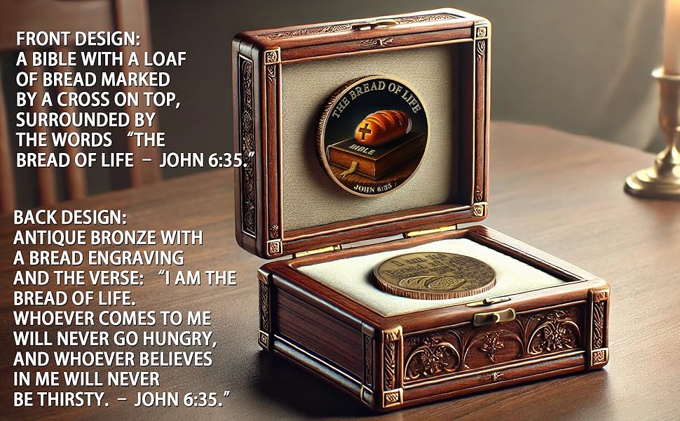 Bible Bread Religious Coin Inspirational Bible Verse Medallion Faith-Based Gifts
