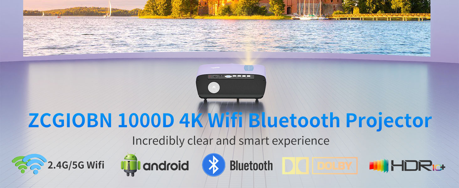 Video Projector 4K Wifi, 13000LM Digital Home Movie Projector LED 1080P