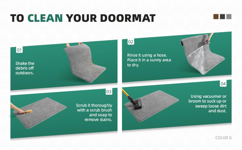 Color G Large Indoor Door Mat, 32"x48" Super Absorbent