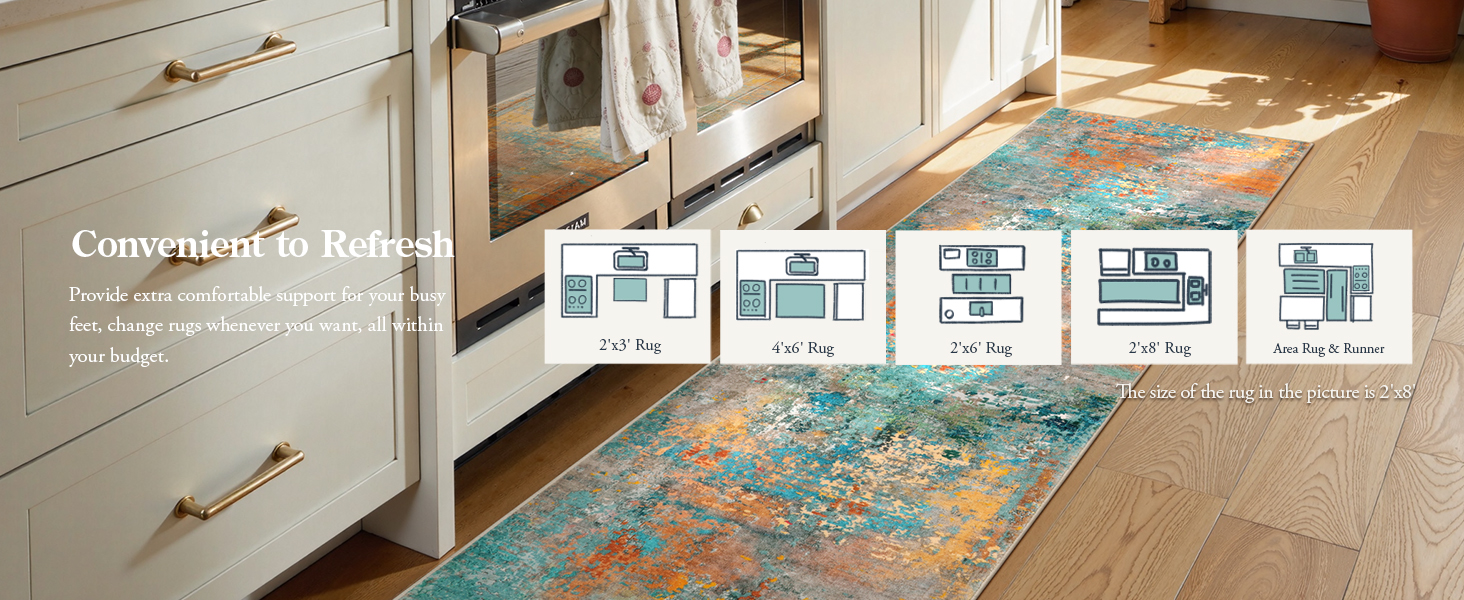 Washable Runner Rug for Kitchen Non Slip