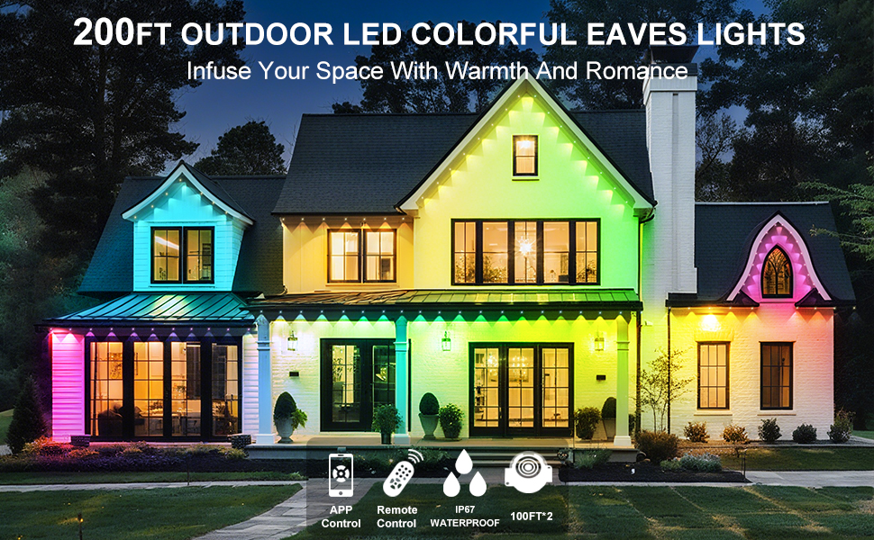 200FT Permanent Outdoor Lights,Eave lights